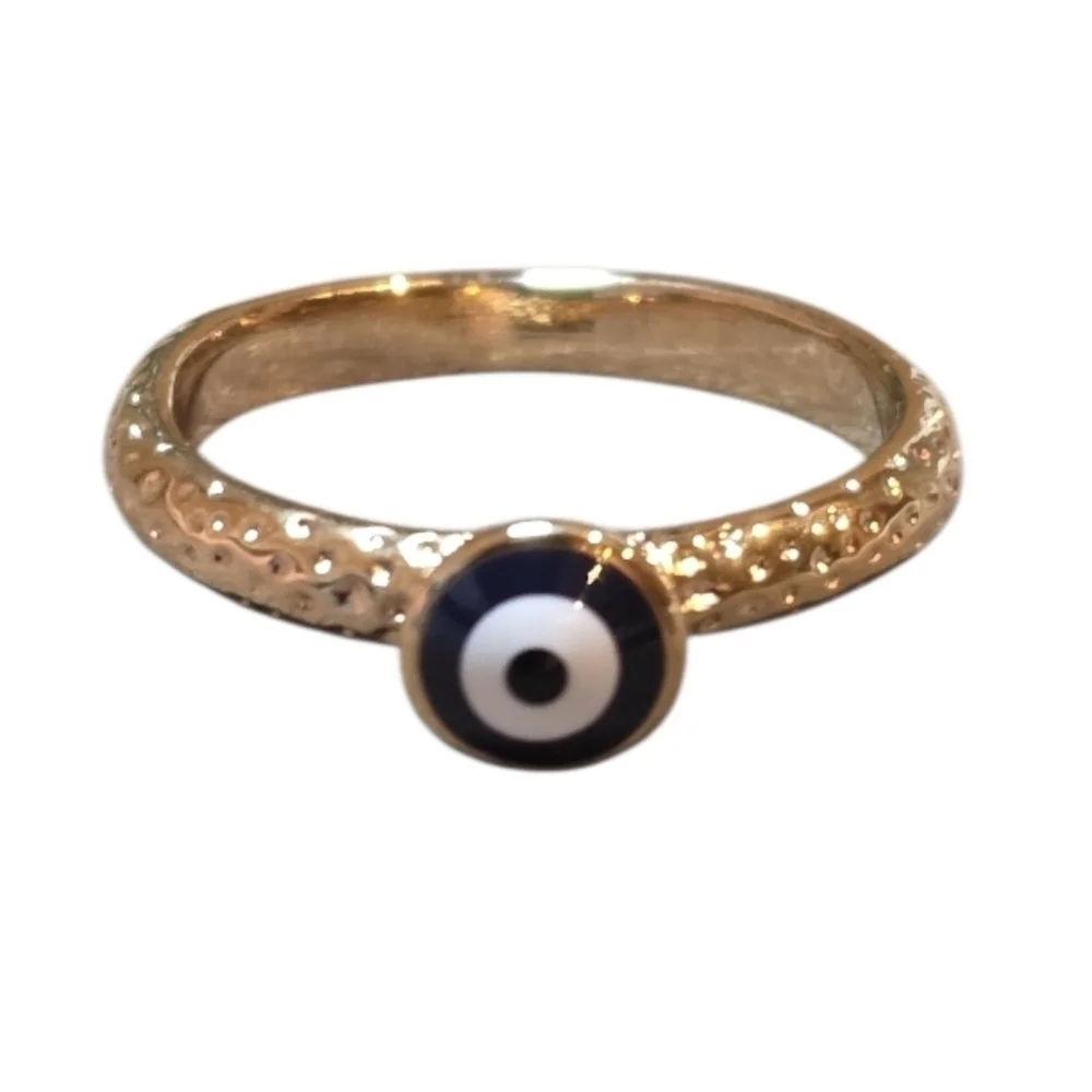 New 18k Gold-Plated Evil Eye Ring | Waterproof Stainless Steel | Size 8 Nwot